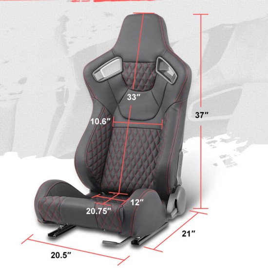 Спортни седалки за МПС - 9015 Черна с червен конец