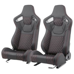 Спортни седалки за МПС - 9015 Черна с червен конец