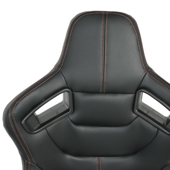 Спортни седалки за МПС - 1053 Черна с червен конец