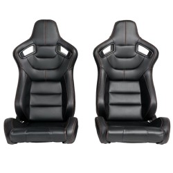 Спортни седалки за МПС - 1053 Черна с червен конец