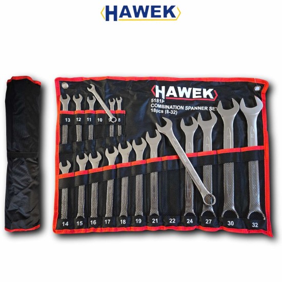 КОМПЛЕКТ ЗВЕЗДОГАЕЧНИ КЛЮЧОВЕ 8 – 32 ММ 18 ЧАСТИ HAWEK