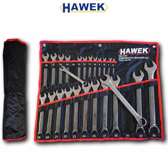 КОМПЛЕКТ ЗВЕЗДОГАЕЧНИ КЛЮЧОВЕ 6 – 36 ММ 25 ЧАСТИ HAWEK