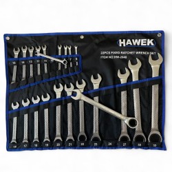 КОМПЛЕКТ ЗВЕЗДОГАЕЧНИ ТРЕСЧОТНИ КЛЮЧОВЕ 6 – 32 ММ 22 ЧАСТИ HAWEK