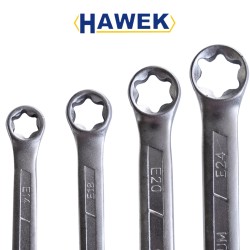 КОМПЛЕКТ ЗВЕЗДОГАЕЧНИ КЛЮЧОВЕ Е-ТА ( ЕВРЕЙСКА ЗВЕЗДА) 4 ЧАСТИ HAWEK