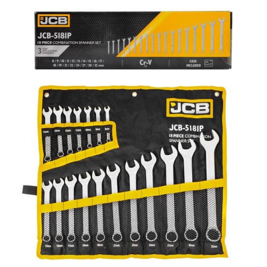 КОМПЛЕКТ ЗВЕЗДОГАЕЧНИ КЛЮЧОВЕ 8 – 32 ММ 18 ЧАСТИ JCB