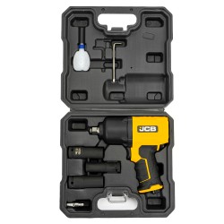 ПНЕВМАТИЧЕН ГАЙКОВЕРТ С КЪС ШПИНДЕЛ 1450 NМ 1/2″ JCB С ВЛОЖКИ И КУФАР