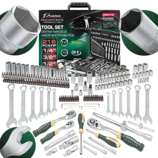 ГЕДОРЕ 216 ЧАСТИ 1/2“, 1/4“ И 3/8“ ROCKFORCE PREMIUM XI-ON