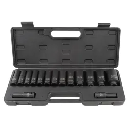 КОМПЕКТ ДЪЛБОКИ УДАРНИ ВЛОЖКИ 12-СТЕННИ 1/2″ (10 – 36 мм) 15 ЧАСТИ ROCKFORCE