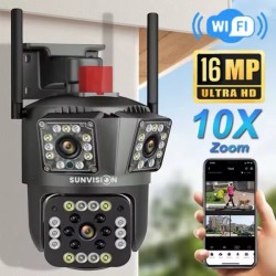 ВЪНШНА WiFi КАМЕРА С ТРИ ОБЕКТИВА И АЛАРМА – ТРОЙНА WiFi КАМЕРА 16MP SUNVISION