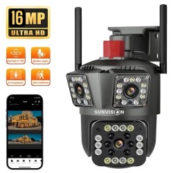 ВЪНШНА WiFi КАМЕРА С ТРИ ОБЕКТИВА И АЛАРМА – ТРОЙНА WiFi КАМЕРА 16MP SUNVISION