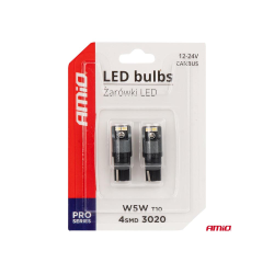 Крушки AMIO CANBUS LED 4SMD T10 W5W W10W 12-24V